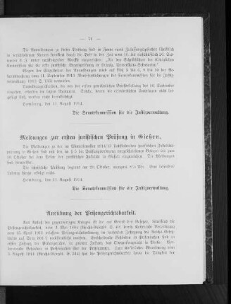 Meldungen zur ersten juristischen Prüfung in Gießen