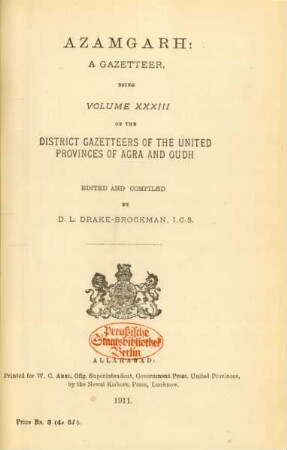 Vol. 33: Azamgarh : a gazetteer