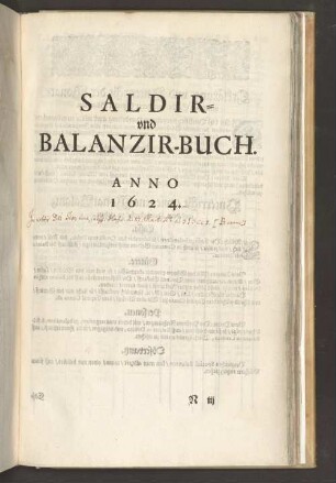 Saldir- und Balanzir-Buch. Anno 1624.