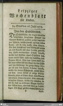 84. Stück den 26. Julii 1773
