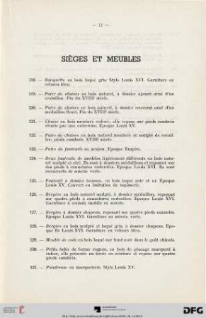 Sièges et meubles (Nr. 118-140)