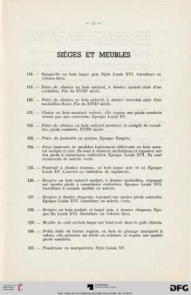 Sièges et meubles (Nr. 118-140)