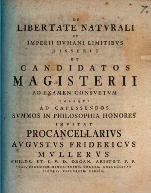 De libertate naturali et imperii humani limitibus