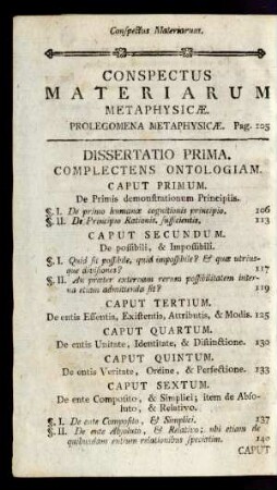 Conspectus Materiarum Metaphysicae