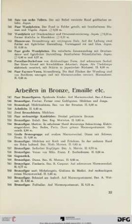 Arbeiten in Bronze, Emaille etc. (Nr. 747-801)