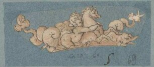 Knabe, Hippokampos und Delphin