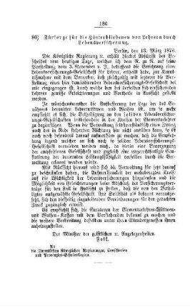 Fürsorge für die Hinterbliebenen von Lehrern durch Lebensversicherung : [IV. Seminarien, Bildung der Lehrer und deren persönliche Verhältnisse]