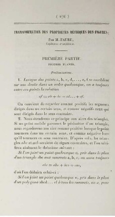 Transformation des propriétés metriques des figures.