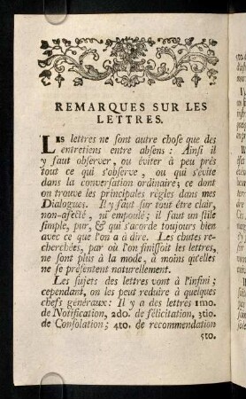 264-268, Remarques sur les lettres