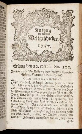 No. 102. Erlang den 22. Octob. 1757.