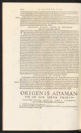 Origenis Adamantii In Iob Liber Primus.