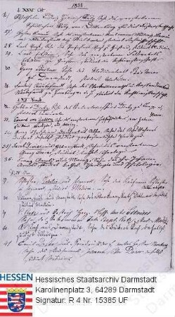 Büchner, Georg, Dr. phil. (1813-1837) / Immatrikuationsvermerk für die Einschreibung Georg Büchners an der Universität Gießen