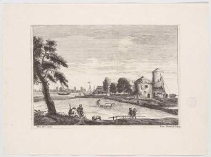 Landschaft mit pflügenden Bauern, aus einer Folge von Landschaften nach Marco Ricci, Bl. 13