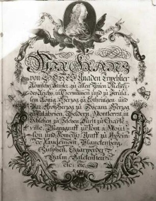 Pergamenturkunde. Kaiser Franz I. ernennt Wolfgang von Riesch zum Kaierlichen Rat (1747). Freiherr von Vietinghoff-Riesch auf Neschwitz