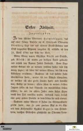 Erster Abschnitt. Jugendjahre