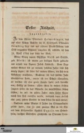 Erster Abschnitt. Jugendjahre