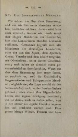 XV. Die Lombardische Mundart