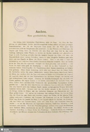 Aachen : Eine geschichtliche Skizze