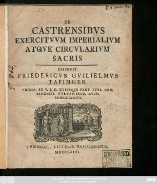 De Castrensibvs Exercitvvm Imperialivm Atqve Circvlarivm Sacris