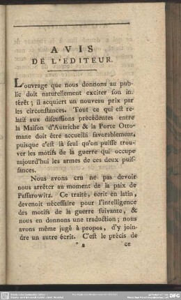 Avis De L`Editeur