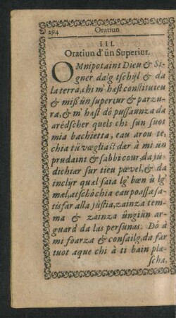 III. Oratiun d' ün Superiur.