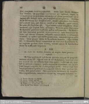§. XIII. Io. Van De Water sententia de origine huius querelae expensa