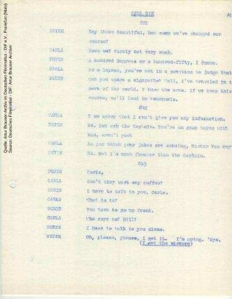 Englische Dialogliste (Auszug)