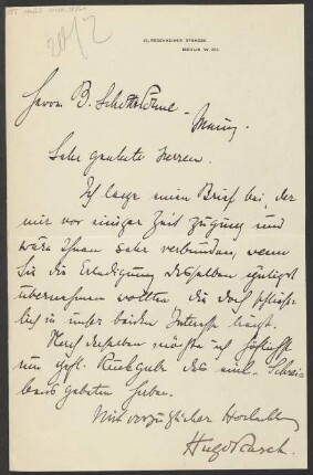 Brief an B. Schott's Söhne : 02.1913