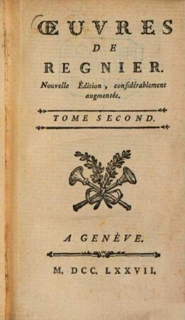 Oeuvres de Régnier, 2. - 172 S.