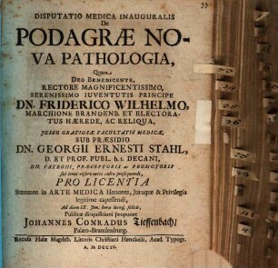Disputatio medica inauguralis de podagrae nova pathologia