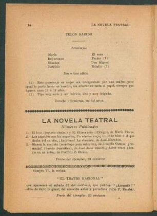 La novela teatral - Números publicados