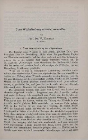 Über Winkelteilung mittelst Araneiden.