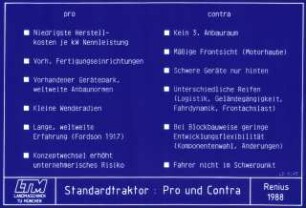 Standardtrakor: Pro und Contra