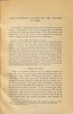 John Robinson, pastor of the Pilgrim Fathers : his life, controversies and personality displayed in their historical connections