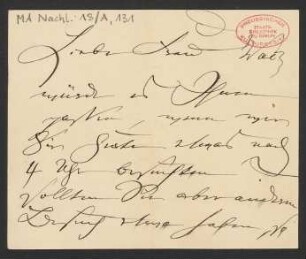 Postkarte an Lili Wach : 21.08.1895