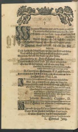 Leichen Text/ Phil. I, 21.