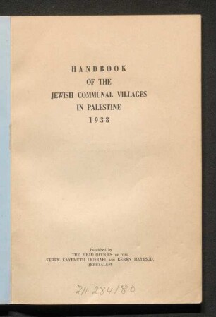Handbook of the Jewish communal villages in Palestine : 1938