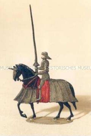 Zinnfiguren Festumzug "Tag der Deutschen Kunst": Ritter auf Rappen mit Lanzen