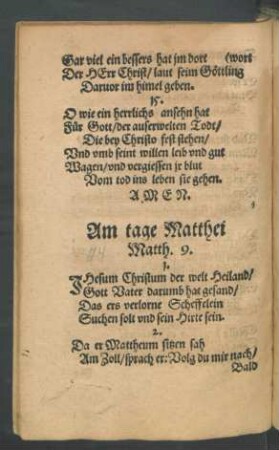 Am tage Matthei ...