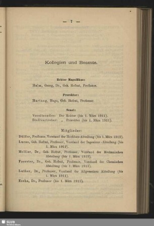 Kollegien und Beamte