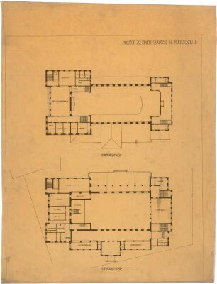 Billing, Hermann; Mülhausen (franz. Mulhouse, Frankreich); Saalbau - Grundriss EG; Grundriss OG