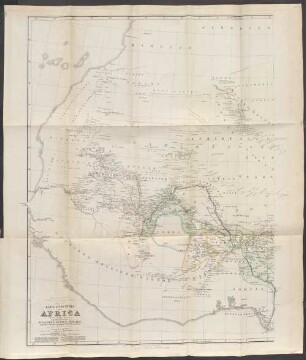 Karte eines Theils von Africa : (westliches Blatt) zur Übersicht von Dr. H. Barth's Reisen, 1850-1855 und der von ihm gesammelten Itinerarien