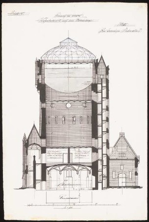 Wasserhebewerk auf dem Kreuzberg, Berlin: Querschnitt 1:100