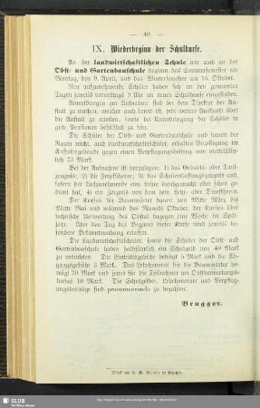 IX. Wiederbeginn der Schulkurse