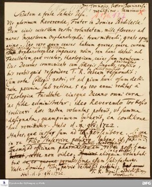Brief von August Hermann Francke an Andreas Torkos.