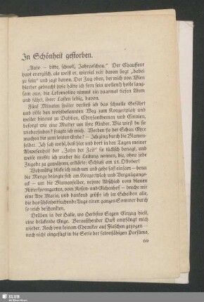 In Schönheit gestorben