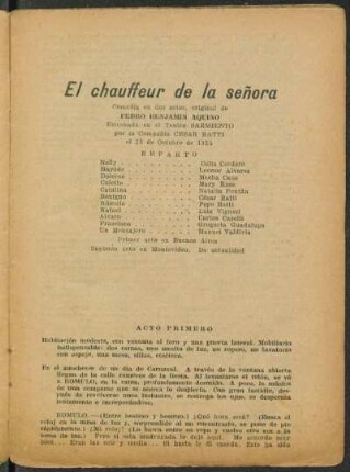 El chauffeur de la señora : comedia en dos actos