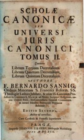 Schola Canonica Seu Universum Jus Canonicum. 2