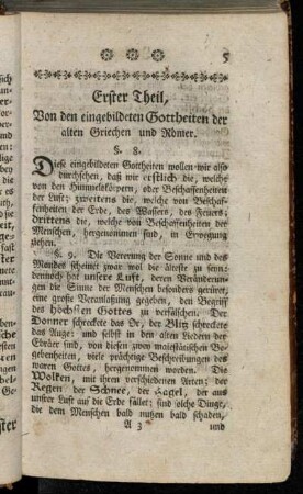 Erster Theil, Von den eingebildeten Gottheiten der alten Griechen und Römer.