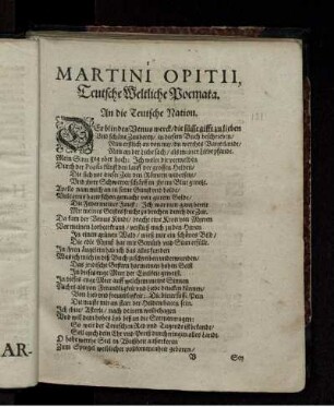 Martini Opitii, Teutsche Weltliche Poemata